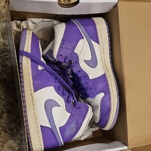 Nike White And Purple Air Jordan